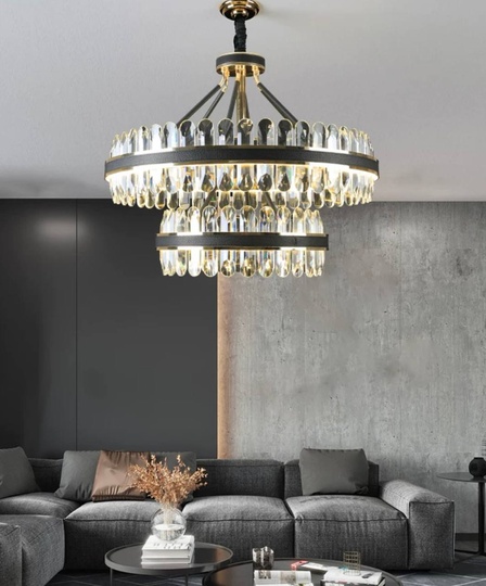 Люстра подвесная BIHTER 80*65 золото, кристалл, металл, LED.