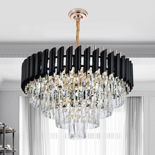 Люстра подвесная, черный, стекло, OPULENCE 75*50, металл, E14.