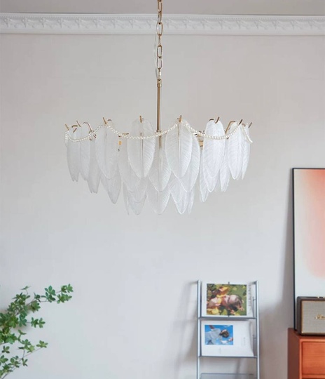 Люстра подвесная EZEL 80*37 золото, стекло, металл, Е14.