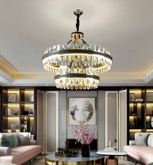 Люстра подвесная BIHTER 100*45 золото, кристалл, металл, LED.