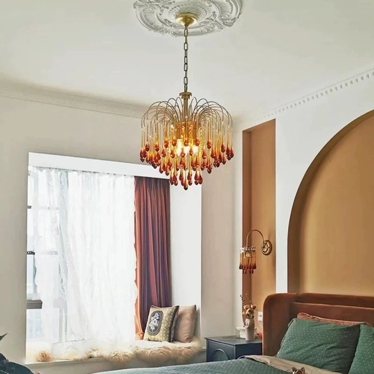 Люстра подвесная, бронза, стекло, NORTON 80*55 металл, E14.