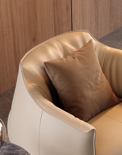 Кресло кожа Witki, 78*82*78 см, молочный, не раскладной, итальянский стиль