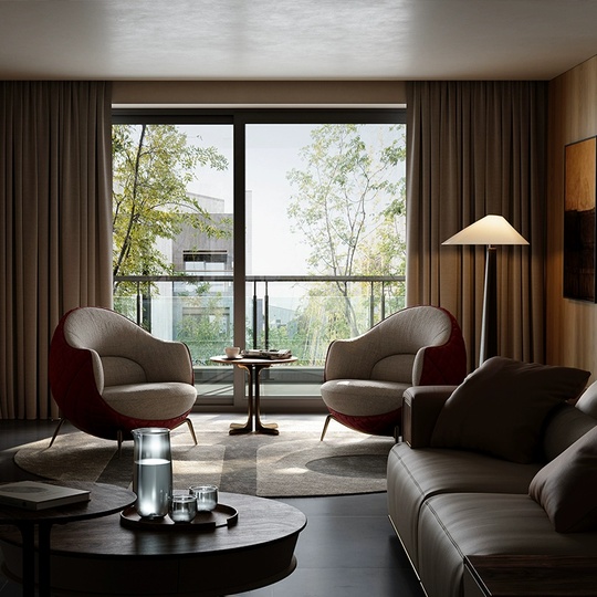 Стильное кресло Fisae вишнево-серое, 91*93*86 см, не раскладное, итальянский стиль