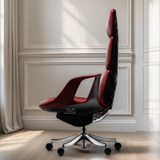 Офисное кресло, бордово-красный кожа, современное, универсальное