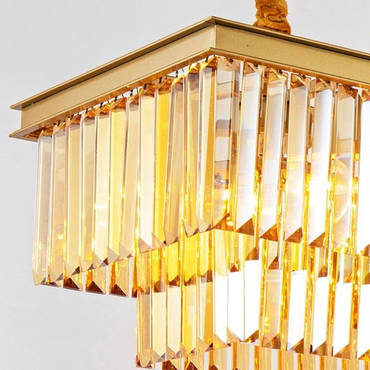 Люстра подвесная, золотой, кристалл, GINA 150*28, металл, E14.