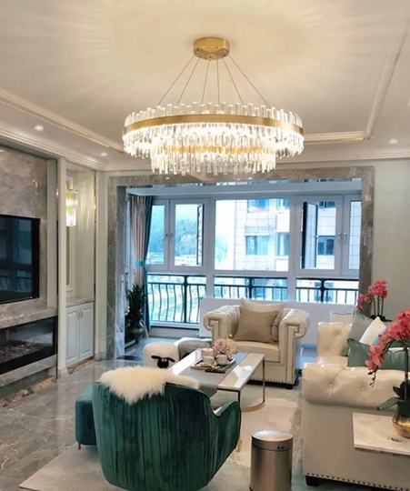 Люстра подвесная, медь, кристалл, GURBUZ 80*35, металл, LED.