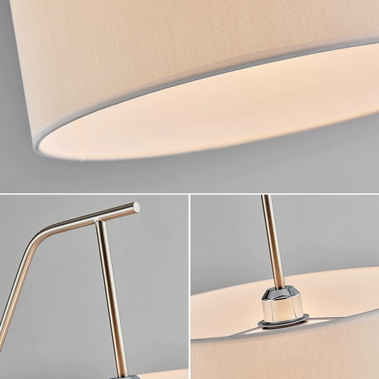 Торшер бежевый, никель Eliot 40*165, светодиодный, E27, металл, ткань