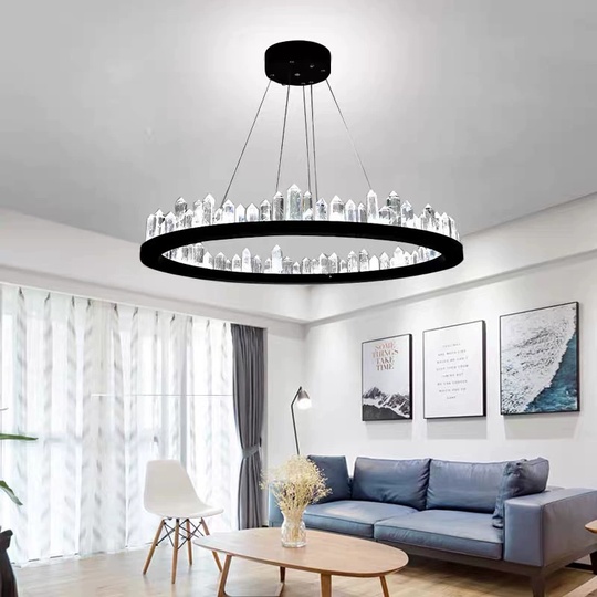 Люстра подвесная, черный, кристалл, LOGAN 120*11 металл, LED.