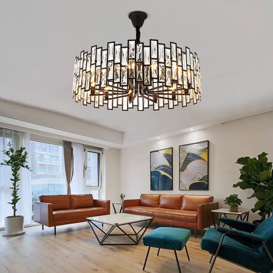 Люстра подвесная, черный, стекло, AYDOLUN 60*31, металл, E14.