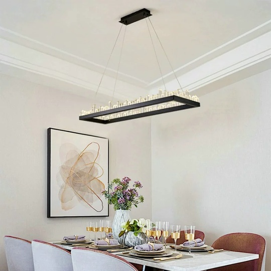 Люстра подвесная, черный, кристалл, KEVIN 60*35 металл, LED.