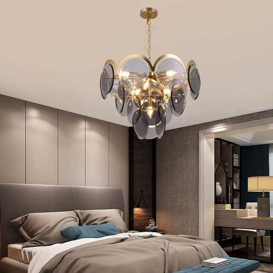 Люстра подвесная, бронза, ПММА, PATRICK 80*45 металл, E14.