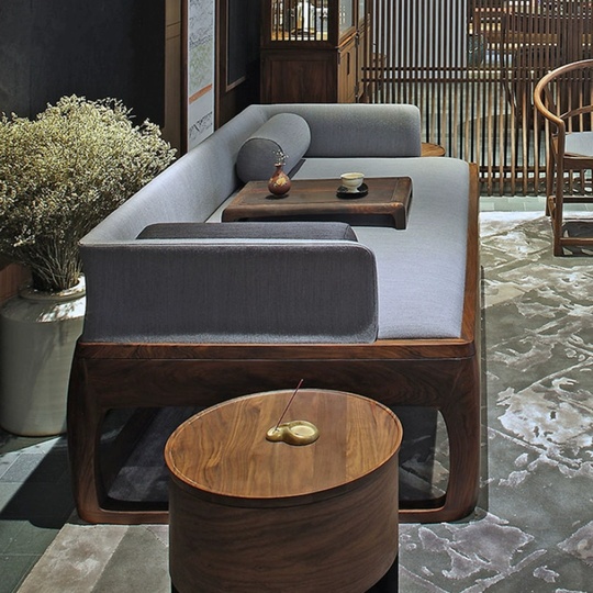 Прямой диван Johnson темный орех, ткань, 200*95*66 см