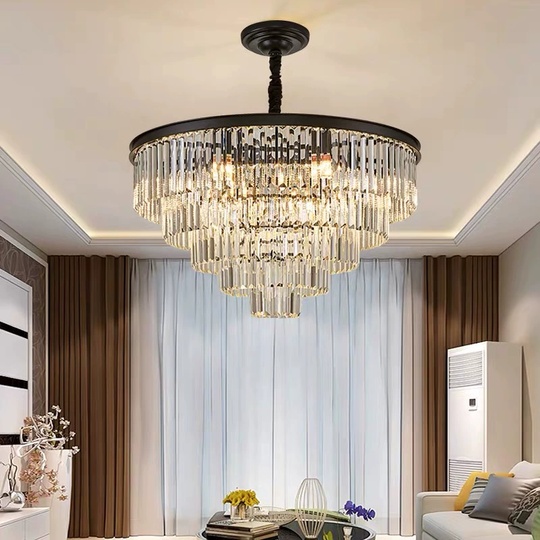 Люстра подвесная, черный, стекло, AYBAN 60*36, металл, E14.