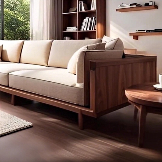 Прямой диван Allen темный орех, ткань, 280*85*80 см