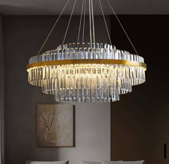 Люстра подвесная, бронза, хрусталь, VINTAGE 80*36, металл, LED.