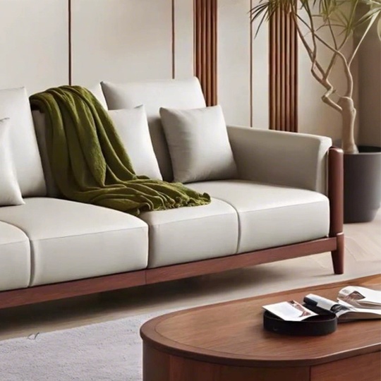 Прямой диван Diana темный орех, кожа, 240*85*80 см