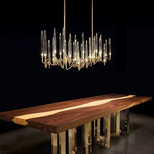 Светильник подвесной медый Elentrix, металл, трос 100 см, 160*45 см, G4