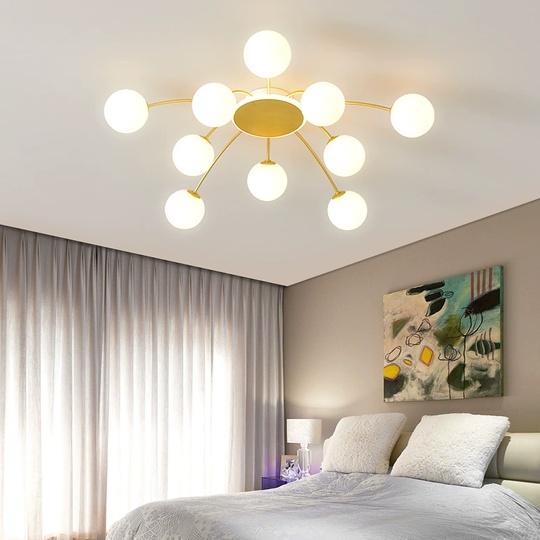 Люстра золотая Unevio, металл, стекло матовое, 97*17 см, светодиодная, LED, G9