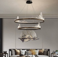 Люстра подвесная, черный, ПММА, ABBAS BLACK 40*60, металл, LED