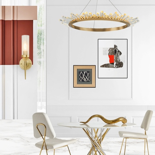 Люстра подвесная, золото, кристалл, KESTER 40*12 металл, LED.