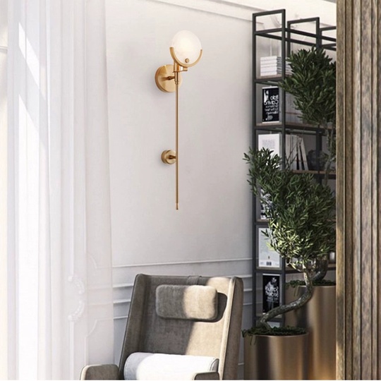 Настенный светильник, Бра MATT 13*60, медь, мрамор, металл, Е14.