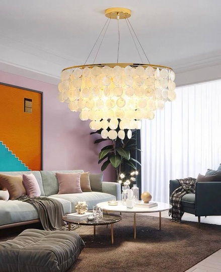 Люстра подвесная золотая Elyvor, металл, трос 50, 80*45 см, E14