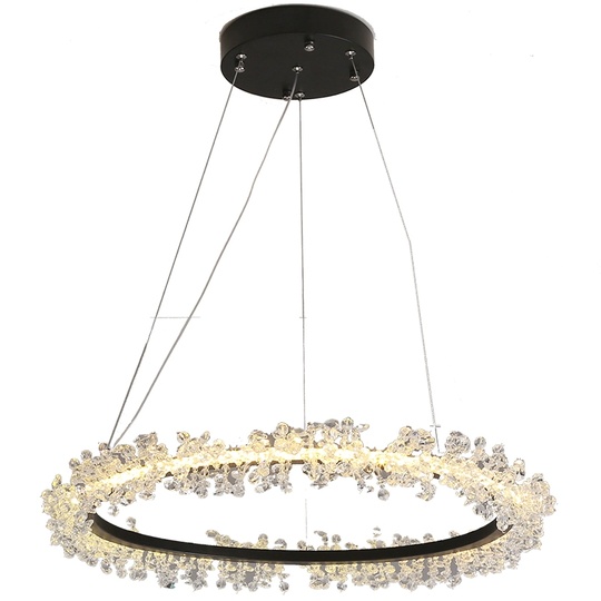 Люстра подвесная, черный, кристалл, WISE 100*120, металл, LED.