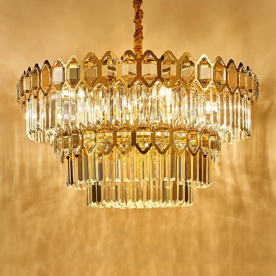 Люстра подвесная, золото, хрусталь, SHARYL 100*38, металл, E14.