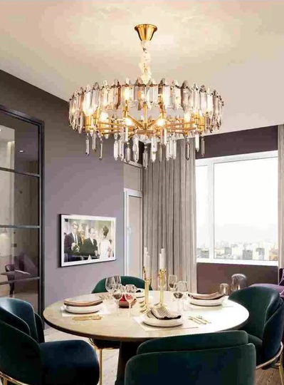 Люстра подвесная ALAGEYIK 76*32 дымчатый, кристалл, металл, Е14.