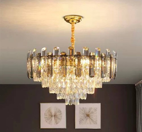 Люстра подвесная ALIM 75*53 золото, кристалл, металл, E14.