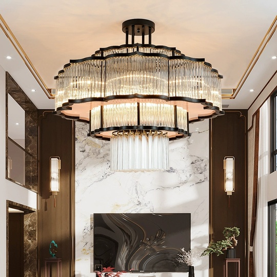 Люстра подвесная, черный, стекло, AYCAN 60*60, металл, E14.