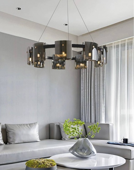 Люстра подвесная, черный, стекло, MELLIFLUOUS 60*17, металл, G9.