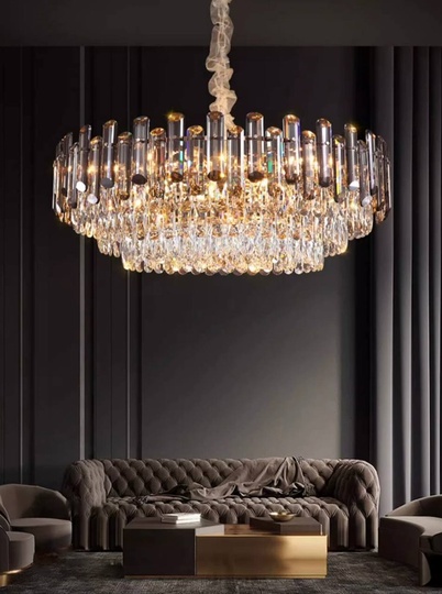 Люстра подвесная ALEV 75*30 золото, кристалл, металл, E14.