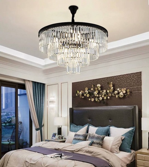 Люстра подвесная, черный, стекло, AYBAN 80*42, металл, E14.