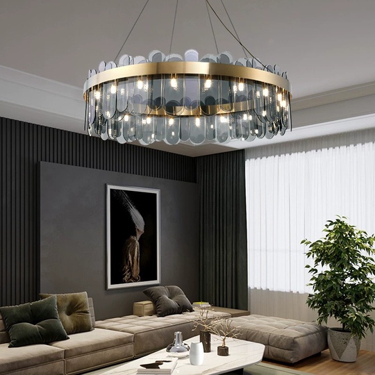 Люстра подвесная, медь, пепел, стекло, DOLUN 60*27, металл, G9.