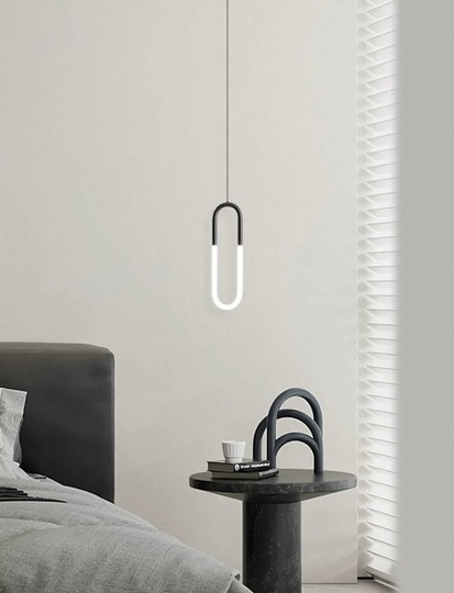 Светильник подвесной, черный, Elyfro, металл, 14*40 см, светодиодная, LED