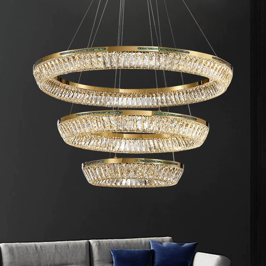 Люстра подвесная CANAN 90*180 золотой, хрусталь, металл, LED.