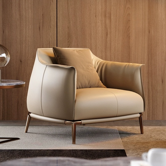 Кресло кожа Witki, 78*82*78 см, молочный, не раскладной, итальянский стиль