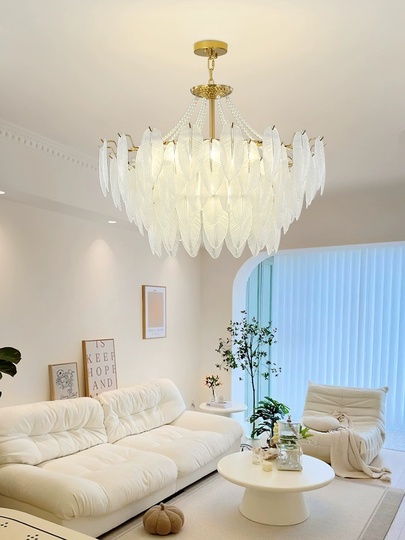 Люстра подвесная EZGI 80*40 золото, стекло, металл, Е14.