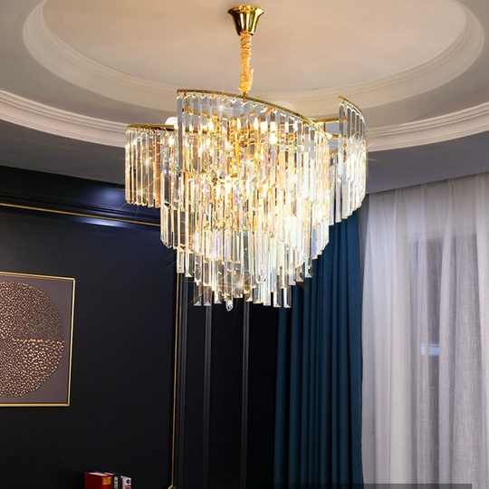 Люстра подвесная, золото, кристалл, HISA 100*58, металл, E14.