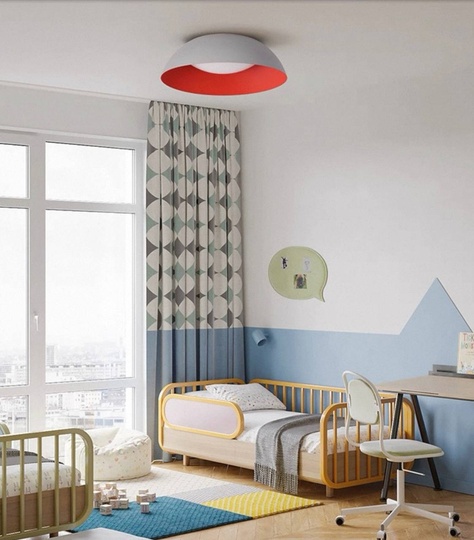 Потолочный светильник белый, красный внутри Aurilix, металл, 45*13 см, светодиодная, Led