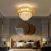 Люстра подвесная, золото, кристалл, COLIN 60*35, металл, E14.