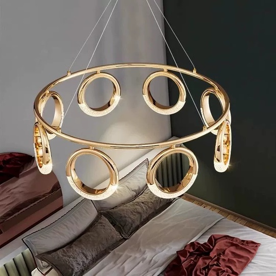 Светильник подвесной золотой Elmara, металл, трос 100 см, 80*26 см, LED