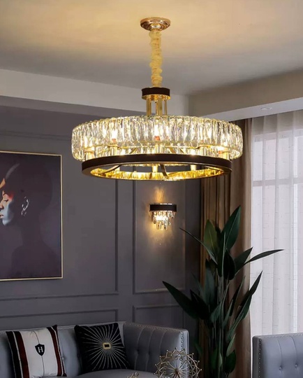 Люстра подвесная BILGEHAN 60*35 золото, кристалл, металл, LED.