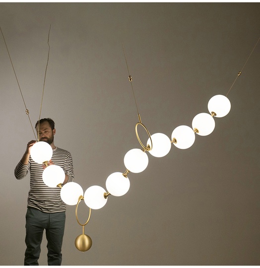 Светильник подвесной из металла Coco 1650 мм, 10 плафонов, постмодерн