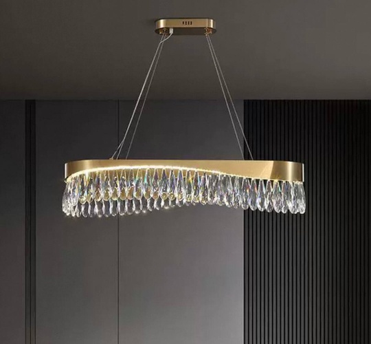 Люстра подвесная, медь, кристалл, GUNEY 100*25, металл, LED.