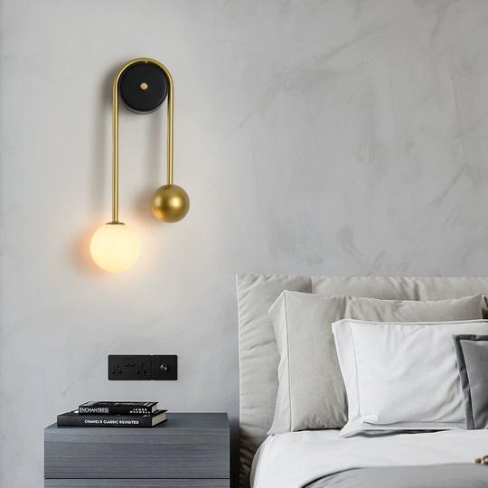 Настенный светильник DONALD, Бра 24*49, золотой, черный, металл, LED.