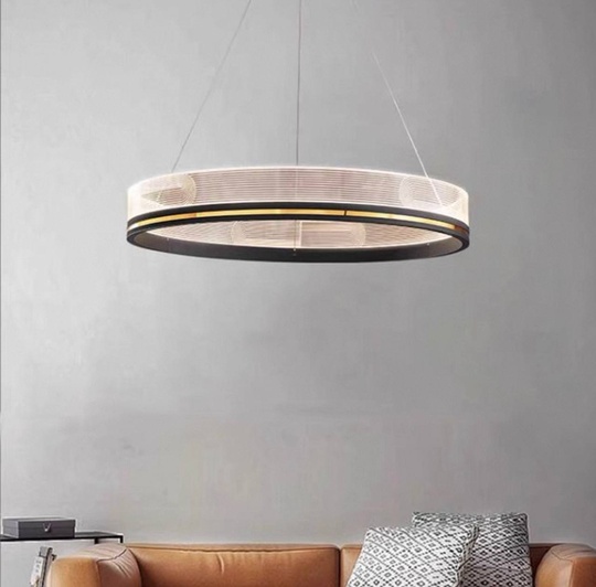 Люстра подвесная, черная, ПММА, MYLES BLACK 60*7, металл, LED