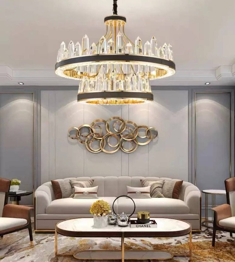 Люстра подвесная ALBENI 50*35 золото, кристалл, металл, LED.