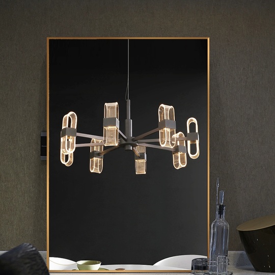 Люстра подвесная, черный, ПММА, AEGEN 90*30, металл, LED